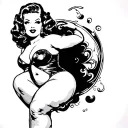 chubby pin up girl on jet tattoo design idea