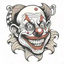 a happy clown  face like laughing at people's nonsensical tattoo design idea