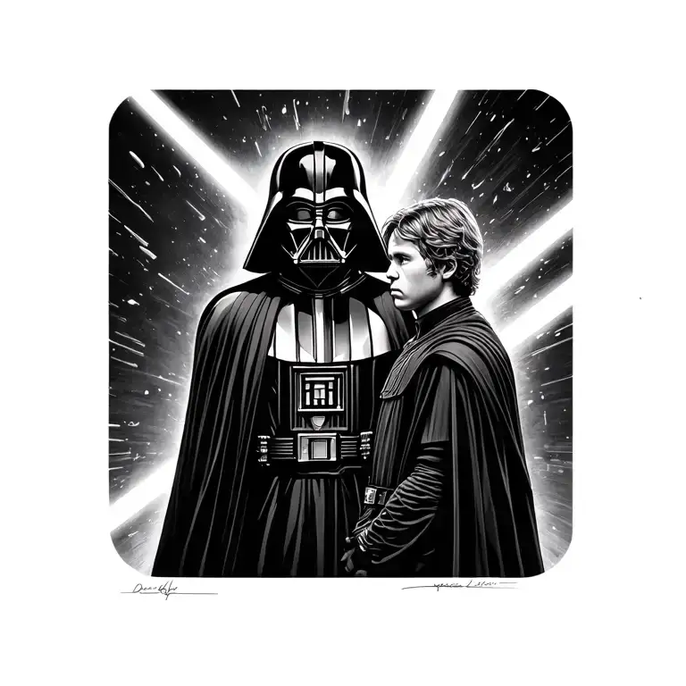darth vader vs anakin tattoo design idea