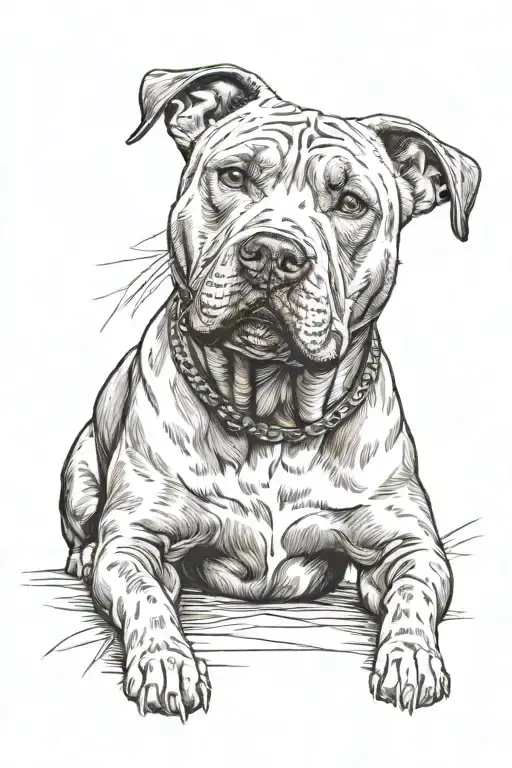 pitbull dog with simple background tattoo design idea