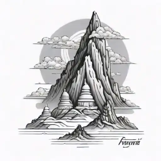 kailash parvat with trident piercing tattoo design idea