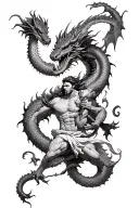 Hercules fighting Hydra dragon tattoo design idea