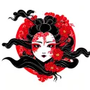 black with red accents style no shading outlines only randomize subject used  tattoo design idea