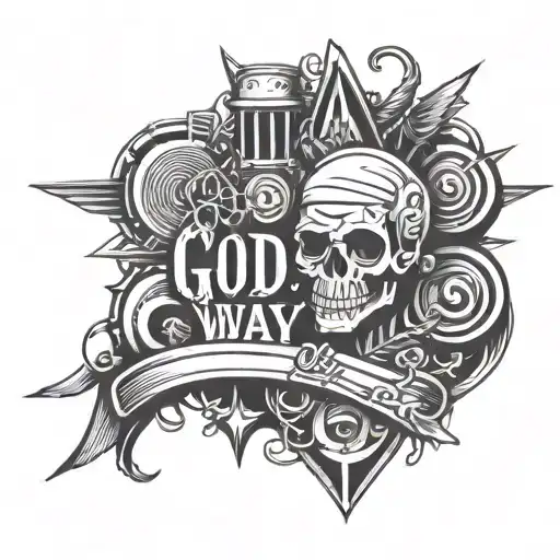 god way wording with designs for shoulder area (urban style tatto) tattoo design idea