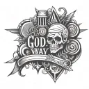 god way wording with designs for shoulder area (urban style tatto) tattoo design idea