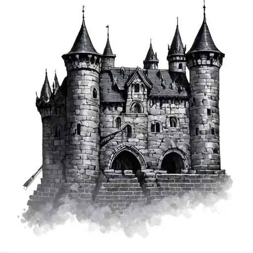 Army Engineer Castle tattoo design idea