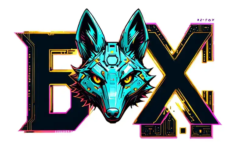 "Fox Box" Mechanical Fox head made out of  battery elements. tattoo design idea
