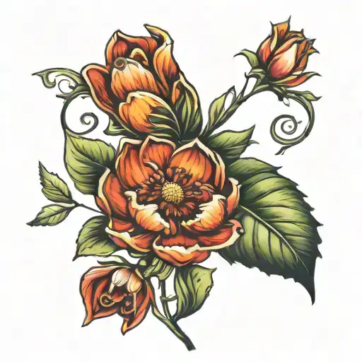 January birth, flower April birth flower, June birth flower, September birth flower, October October birth flower Decemb tattoo design idea