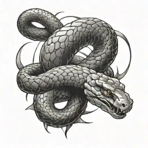 A captivating tattoo design of a snake shedding its skin, symbolizing transformation and rebirth in the fast-paced world of E sports tattoo design idea