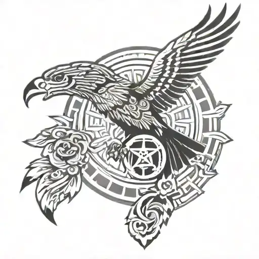 club america with aguila  spread  with aztec design tattoo design idea