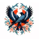 mockingbird & the crow tattoo design idea