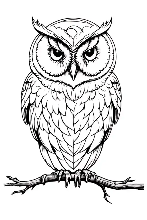 barred owl full moon forest surrounded tattoo design idea