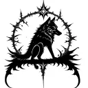 Fantasy wolf celestial elements forming a circle tattoo design idea