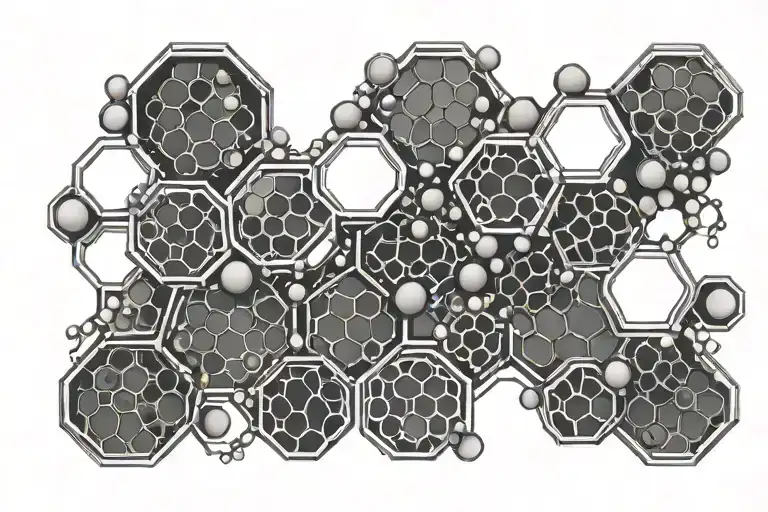 honeycomb pattern with molecular structures tattoo design idea