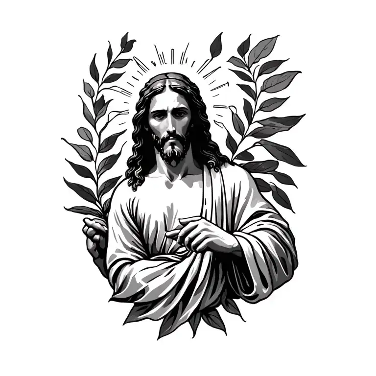 Jesus trimming plant tattoo design idea