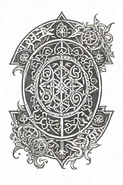 runic circle tattoo design idea