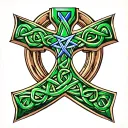 put a Celtic cross in green in the middle and replace the ring around the cross with a blue and white star of david tattoo design idea