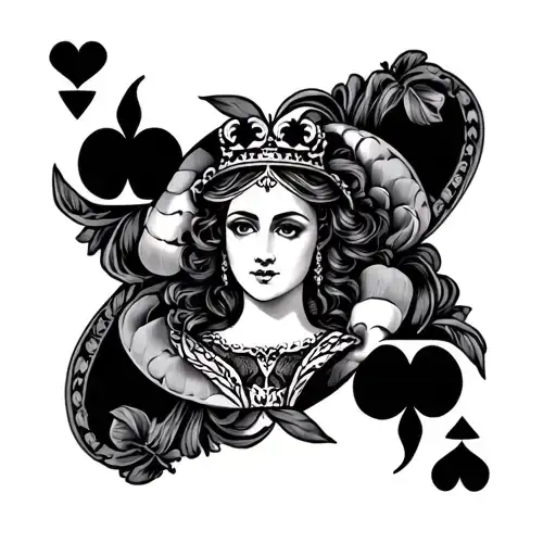 Black Queen Of Hearts tattoo design idea