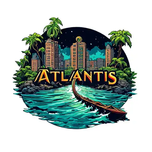 Atlantis lost city tattoo design idea