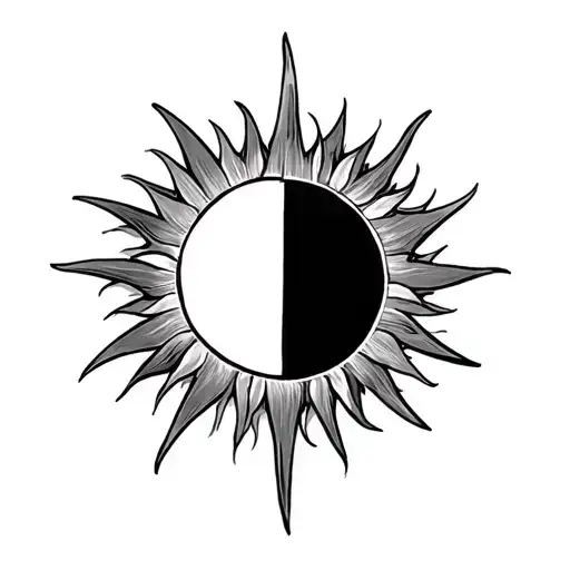 half sun tattoo design idea