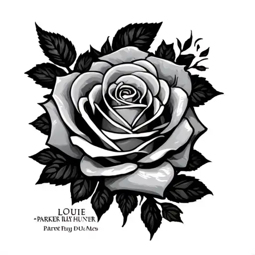 "Louie Riley Parker Hunter" rose tattoo design idea