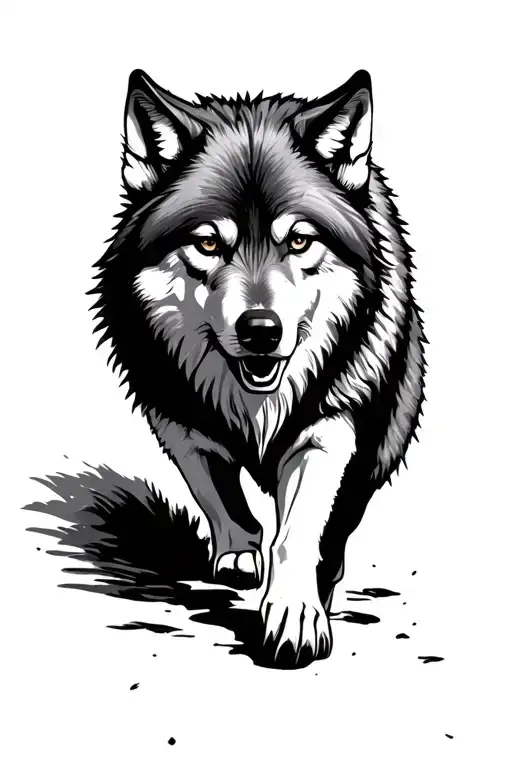 lone wolf walking tattoo design idea