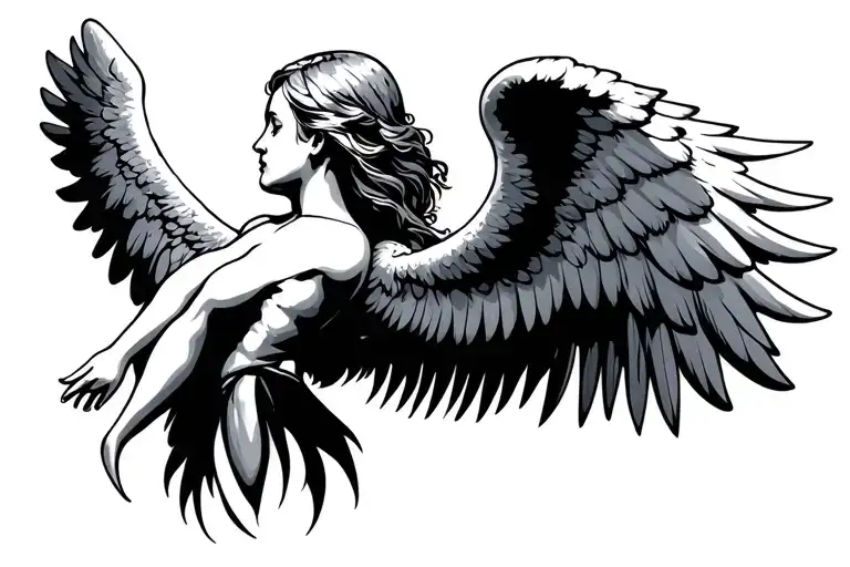 wing ridden angel tattoo design idea