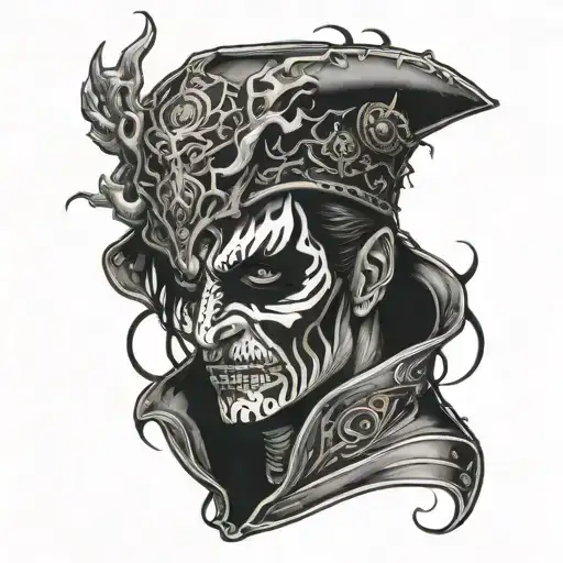black metal man looking forward tattoo design idea