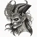 black metal man looking forward tattoo design idea