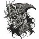 black metal man looking forward tattoo design idea