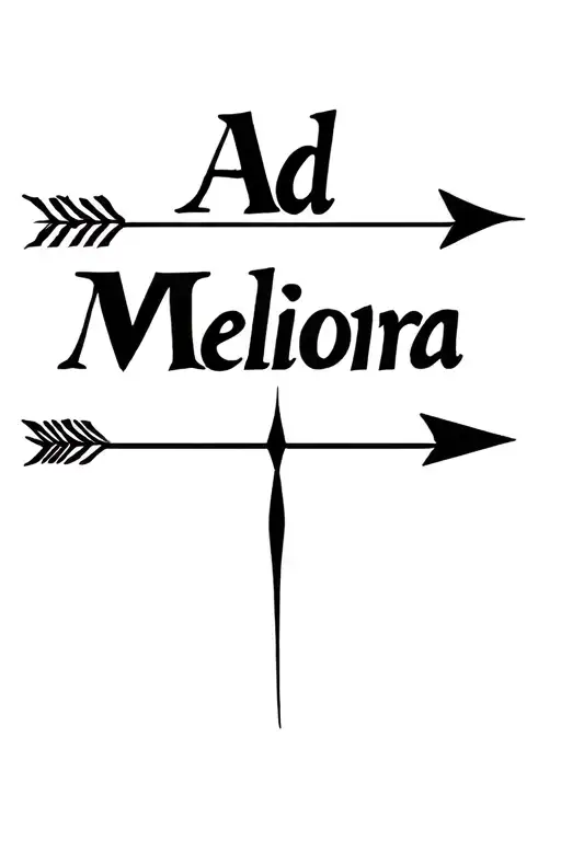 Latin phrase "Ad Meliora with an arrow piercing tattoo design idea