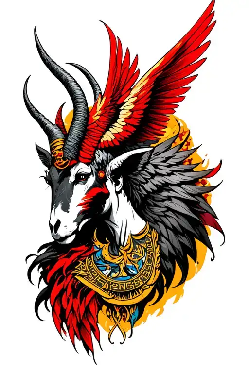 arcangel Uriel with capricorn zodiac sign tattoo design idea