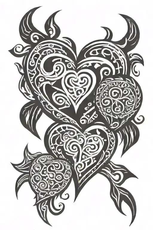 heart son and dad tattoo design idea