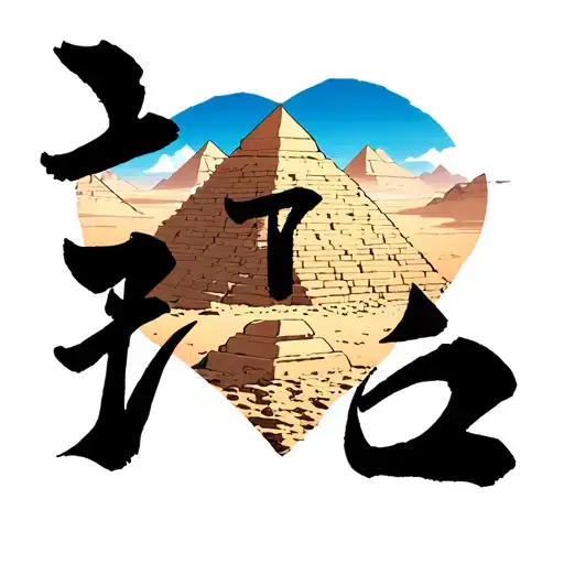 gaara love kanji inside a pyramid with a desert background tattoo design idea