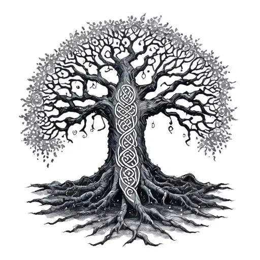 Norse mythology family tree with Celtic influences  tattoo design idea