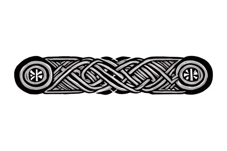 Simple continuous knot border enclosing norse runes tattoo design idea