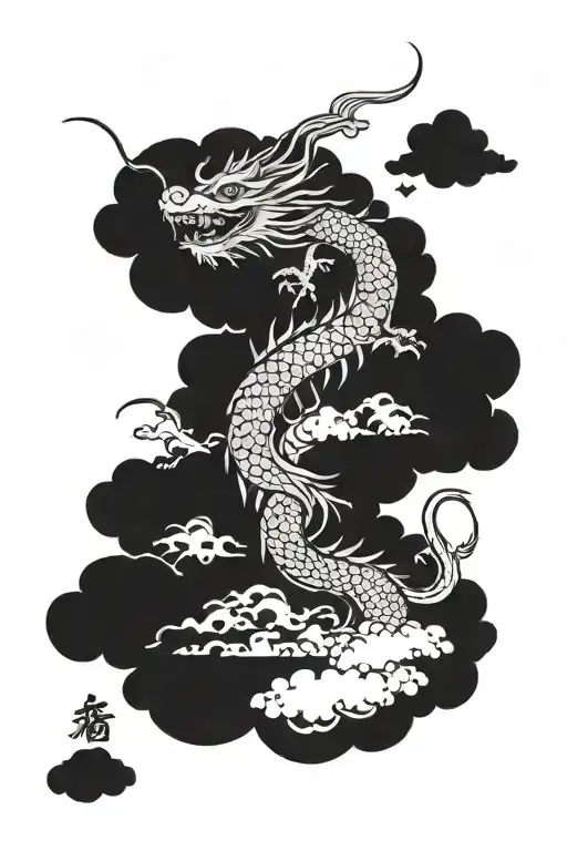 DRAGON IN THE CLOUDS tattoo design idea
