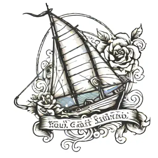 sail boat with words "You can't control the wind but you can adjust your sails" tattoo design idea