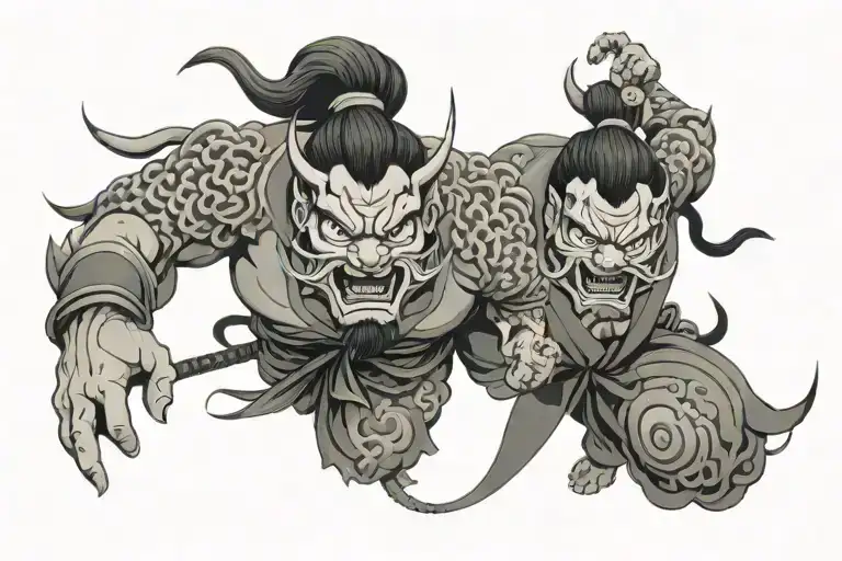 raijin and fujin tattoo design idea