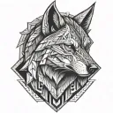 viking wolf howling tattoo design idea