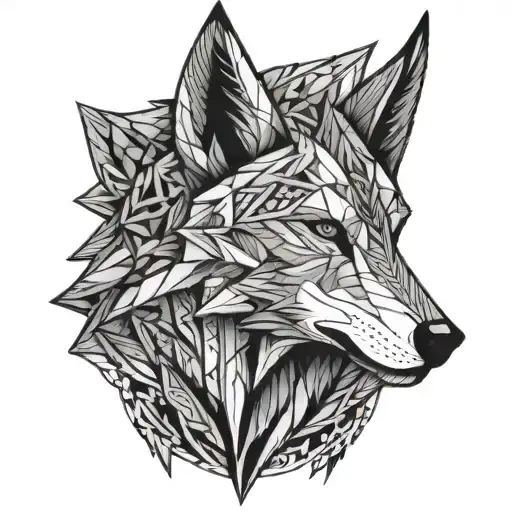 viking wolf howling tattoo design idea