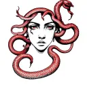 African American featured Medusa face on hand tattoo in all red ink with 12 snakes exactly in detail with only one snake tattoo design idea
