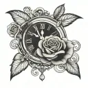 analog clock with rose intertwined symbolizing tattoo design idea