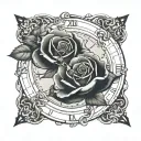 analog clock with rose intertwined symbolizing tattoo design idea