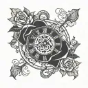 analog clock with rose intertwined symbolizing tattoo design idea