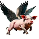 pig with wings flying tattoo design idea