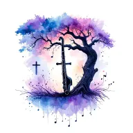 life tree music cross bass clarinet combining tattoo design idea
