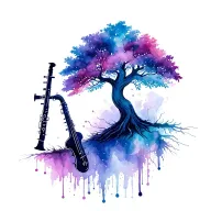 life tree music cross bass clarinet combining tattoo design idea