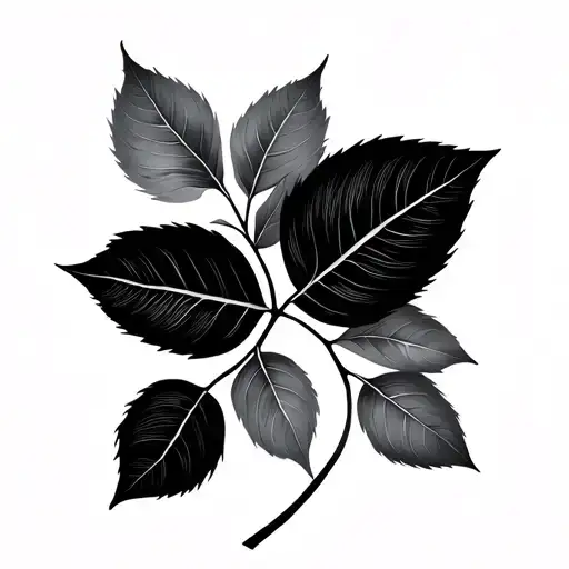 geometric and simple Bodhi Tree leaf with Rowan tree leaf tattoo design idea