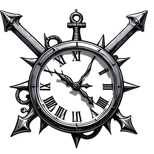 longsword compas clock anchor ring tattoo not combined tattoo design idea